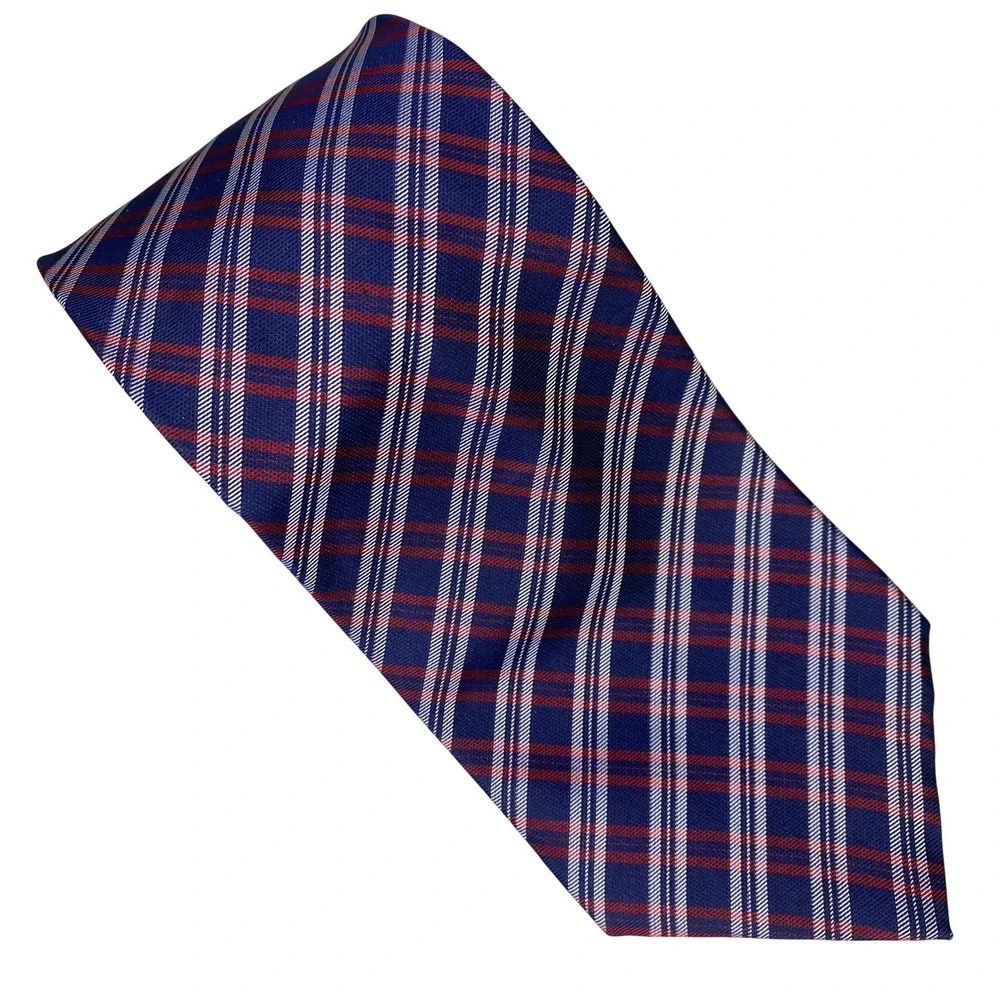 IZOD Plaid Necktie Mens Blue Red White Classic Preppy‎ Minimalist Academia 58x4